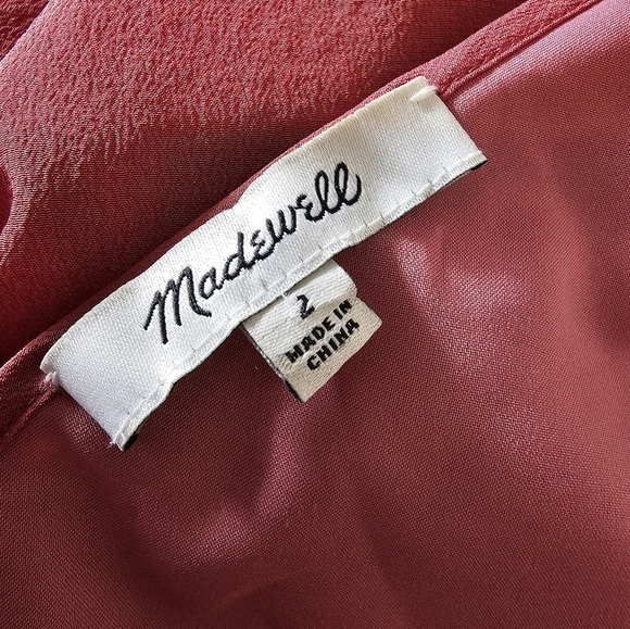 Madewell Red Silk Cold Shoulder Spaghetti Strap Mini Dress 2 Preowned - Picture 9 of 9